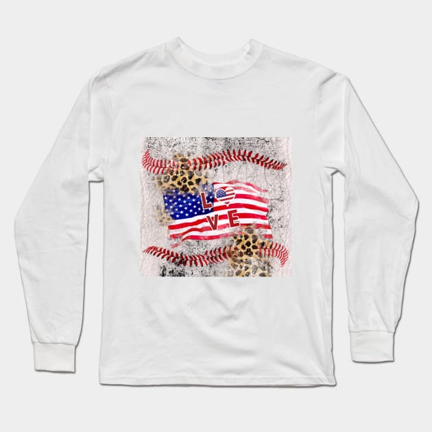 Baseball leopard America love Long Sleeve T-Shirt by 2SUNS